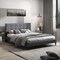Costway Queen Upholstered Platform Bed Mattress Foundation Button Tufted Headboard Blue/Grey